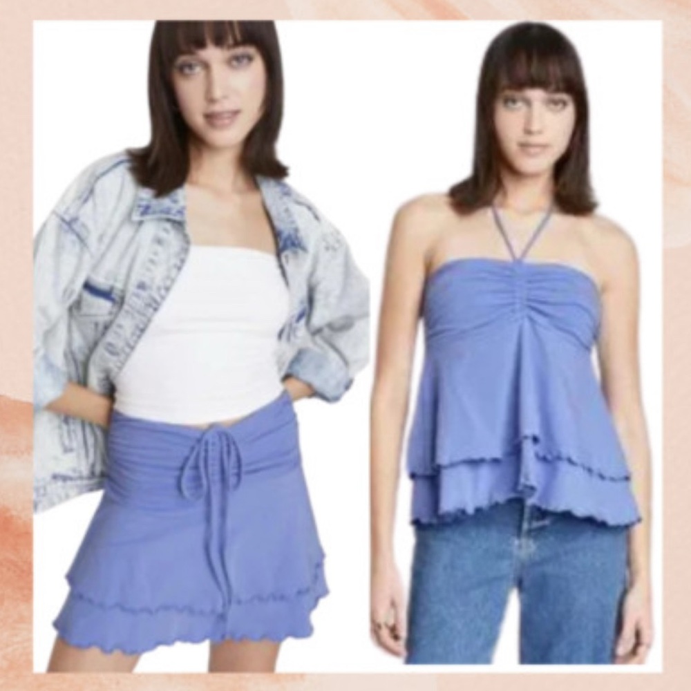 Wild Fable Tiered Ruffle Mini Skirt / Halter Top